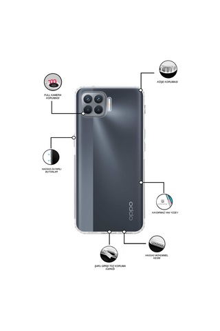 Oppo Reno 4 Lite Tıpalı Kamera Korumalı Şeffaf Premier Kılıf