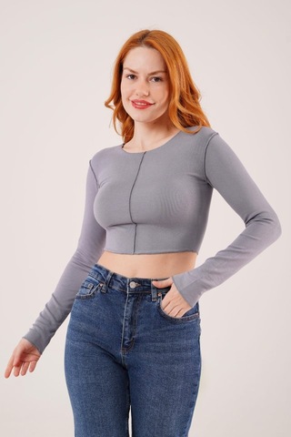 Soonaksesuar Ters Dikişli Basic Antrasit Body Bluz Antrasit