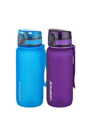 Uzspace 2'li Tritan Matara Seti 650 Ml 14 Farklı Renk Seçeneği Fiftyfifty -3037seta Mavi-Mor