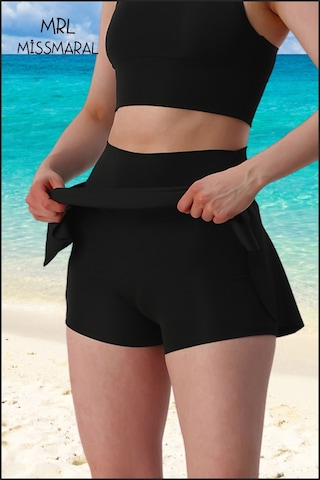 Mini Şort Etek Görünümü Etek Içi Şortlu Cepli Spor Tasarım Tenis Deniz Havuz Fitness Siyah1107 Siyah