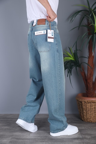 Felvıno Erkek Yıkamalı Süper Baggy Bol Kesim Kot Pantolon Açık Mavi