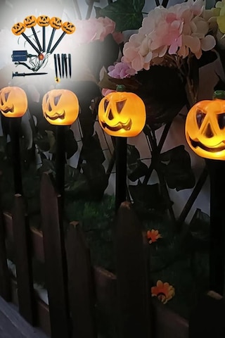 Bal Kabağı Kazıklı Solar Led Işık, Cadılar Bayramı Güneş Enerjili Hallowen Zemin Yürüyüş Yolu Işığı Sarı