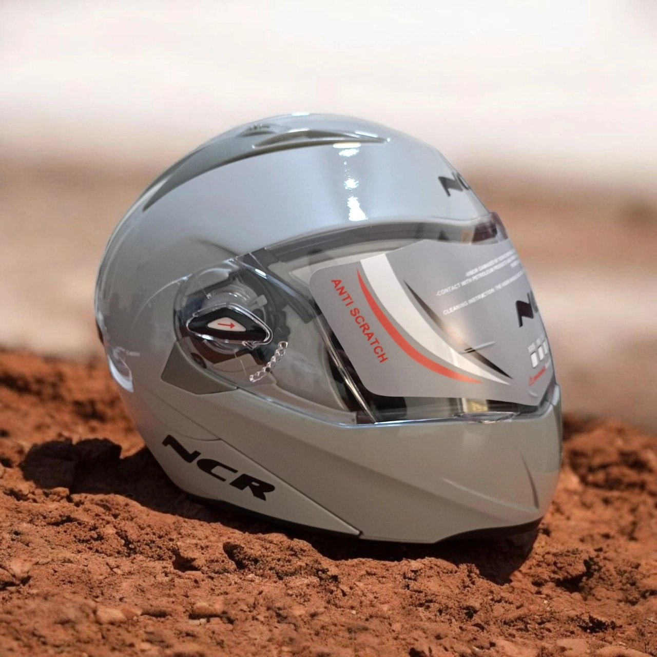 Ncr-158 Çene Açılır Gözlüklü E-ce Belgeli Kask Açık Gri