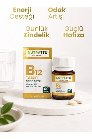 Nutratto Vitamin B12 Metilkobalamin 1000 Mcg Takviye Edici Gıda 60 Tablet