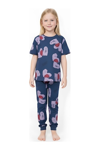 Modanino Kız Çocuk %100 Pamuk Ve Baskılı Pijama Takımı 3-8 Yaş 12720ıs Indigo