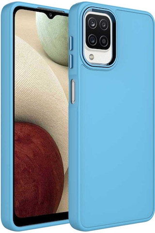 Galaxy Uyumlu A22 4g Kılıf Metal Çerçeve Ve Buton Tasarımlı Silikon Luna Kapak - Si Sierra Mavi Sierra Mavi