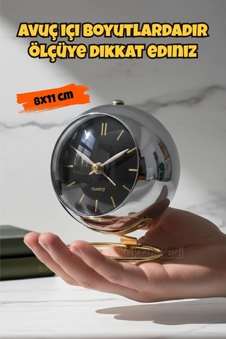 Metal Gövdeli Tombik Masa Saati - Işıklı Çalar Saat Altın, 7480000717853 Diğer