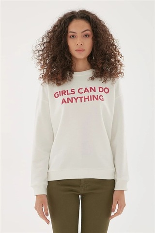 Fashion Frends 22k0842k1 Kadın Sweat Ekru