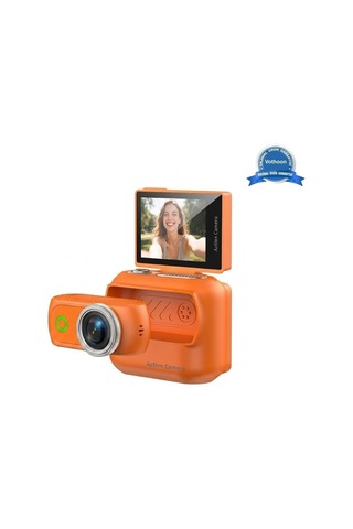 1080p Dijital Video Kamera 32gb Kart Dijital Vlog Fotoğraf Makinesi Türkçe Turuncu