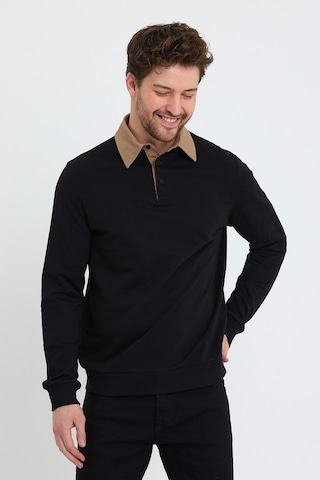 Polostate Erkek 2 İplik Pamuklu Regular Fit Polo Sweat Siyah Gömlek Siyah