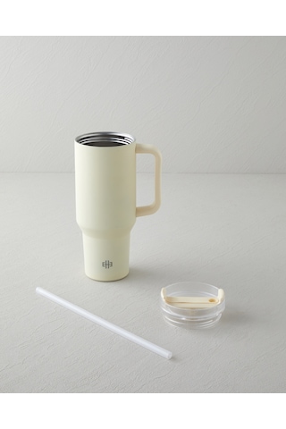 English Home Good Mood New Etna Çelik Termos 900 Ml Krem Krem