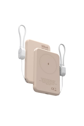 Bix Pb51 5000mah 15w Magsafe Manyetik Kablosuz Şarjlı 20w Type-c Semi-solid Bataryalı Dahili Kablolu Mini Powerbank Süt Beyazı