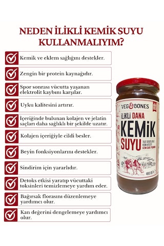 Veg&Bones İlikli Dana Kemik Suyu Yüksek Kolajen Ve Protein Deposu 3'lü