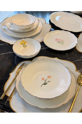 24 Parça 6 Kişilik Porselen Hand Made Yemek Takımı-5322 Beyaz
