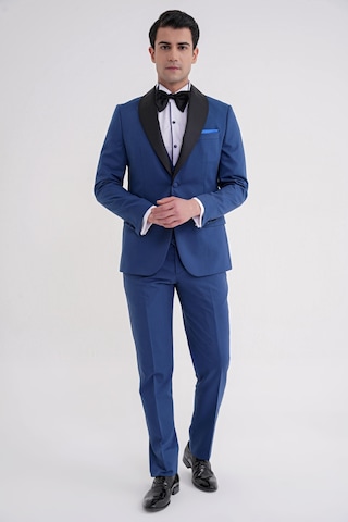 Slim Fit Çıkarılabilir Şal Saten Yaka Parlement Yelekli Damatlık Smokin Takım Black 072 Parlement