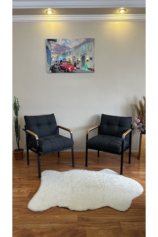 Modern Style Home Modern Avcılar Balkon, Bahçe, Cafe - Metal Kanepe Koltuk Takımı 2 Tekli Antrasit Modernk044 Antrasit