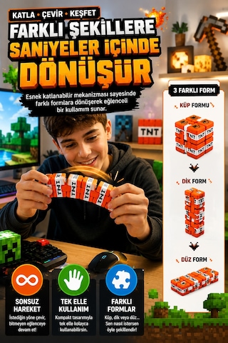 Tnt Infinity Cube Sonsuz Küp Hareketli Stres Küpü Katlanabilir Fidget Oyuncak 1 Adet Kırmızı Tr
