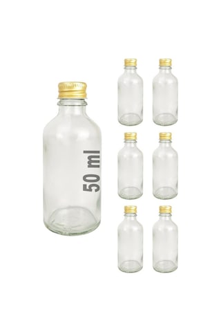 Digithome 6 Lı 50 Ml Gold Metal Kapaklı Cam Zencefil Shot Şişesi Söz Nişan Hediyelik Kolonya Şişesi