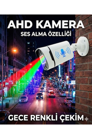 Gece Renkli Sesli Kamera 5mp Sony Seculensli 1080p Full Hd Ahd Güvenlik Kamerası - 4x Ultra Warm Led Colorvu - Pl