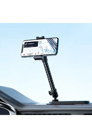 Araç Telefonu Dağı Uzatma Kolu Çift Mafsallı Döner Ayar Karbon Fiber Braketi Biyel, Model: 20mm Top Kafa İçin 140mm