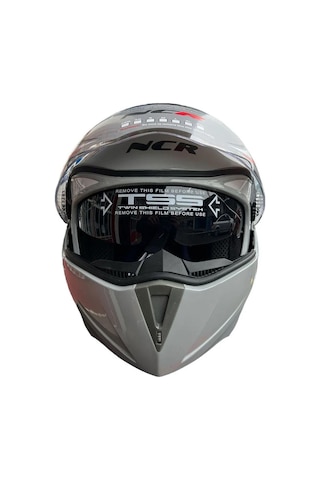 NCR Vizörlü Çene Açılır Motosiklet Kaskı Açık Nardo Gri
