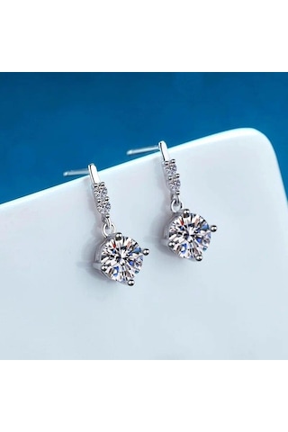 Turuncu Bague Ringen S925 Gümüş Mossan Pırlanta Saçaklı Hareketli Küpe Kız Arkadaşa Sevgililer Günü Hediyesi 0.5ct 2