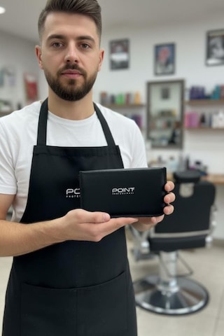 Point Profesyonel Çantalı 3'lü 6 İnç Düz Makas Ara Makas Ustura Seti Black Gold Siyah Altın