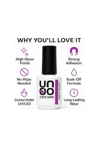 Uno Orijinal Top Coat Super Shine 15ml Yüksek Parlaklık Ve Uzun Süre Kalıcılık