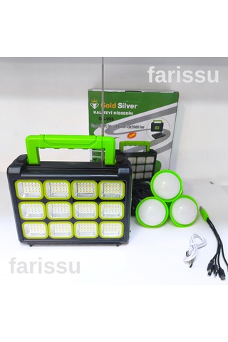 Gold Silver Gs-908 200w Güneş Enerjili Şarjlı Fener - Bluetooth, Usb, Radyo Ve Mp3 Özellikli