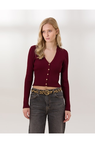 Pierre Cardin Kadın Bordo Triko Kazak 50259941-vr014 Bordo