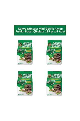 Kahve Dünyası Mini Gofrik Antep Fıstıklı Poşet Çikolata 4 x 125 G