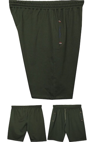 Büyük Beden 110 - 155 Kilo Arası İçin Uygun Bedenli Cepleri Nakış Detaylı Likralı Penye Erkek Şortu Haki