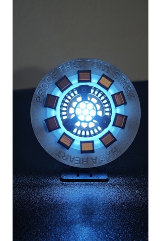3d Arc Reaktör Led Masaüstü Lamba Futuristik Teknoloji Temalı Dekoratif Işıklı Tasarım Mavi