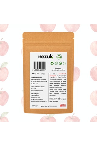 Nezuk Güneş Enerjisi İle Kurutulmuş Doğal Kırmızı Elma 300 G