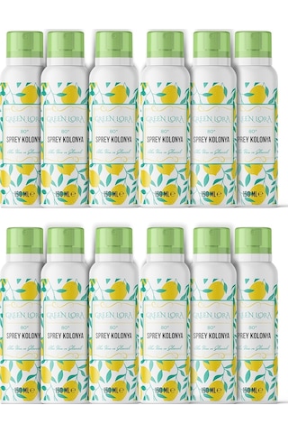 Green Lora 80 Derece Aloe Vera ve Gliserinli Kolonya Sprey 150 ML x 12