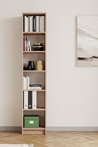 Bili Kitaplık 5 Raflı Dar Çok Amaçlı Ofis Salon Kitap Dosya Rafı Meşe Meşe