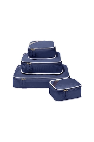 Packing Cube Quad, 4 Lü Seyahat Düzenleyici Seti, Negatif Naylon Valiz Içi Organizer Lacivert