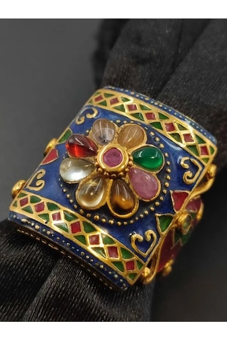 925 Ayar Gümüş Mine İşlem Yüzük 251 Altın