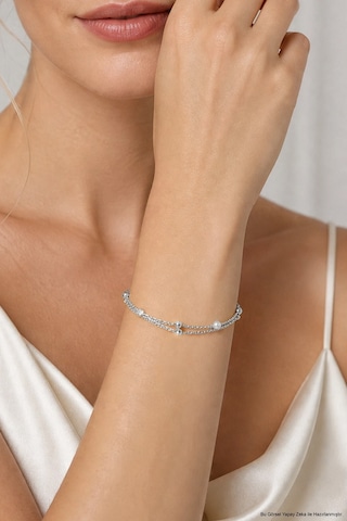 Lyra İtalyan 18 Ayar Beyaz Altın Kaplama 19 Cm Gümüş İnci Bileklik Diğer