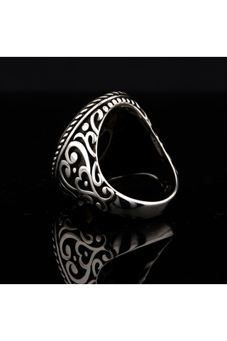 925 Ayar Gümüş Kelime-i Tevhid Yazılı Erkek Yüzük Çok Renkli