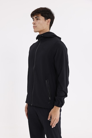 Rowinger Boncuk İşleme Detaylı Rahat Kalıp Şehir Stili Kapüşonlu Sweatshirt Black