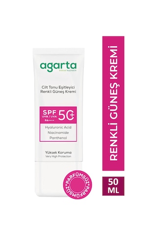 Agarta Cilt Tonu Eşitleyici Renkli Kapatıcı Etkili 50 ML Spf+50 Güneş Kremi