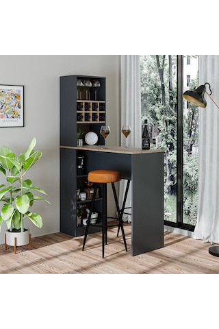 Dublin Bar Masası Raflı Yüksek Mutfak Yemek Masası, Mutfak Adası