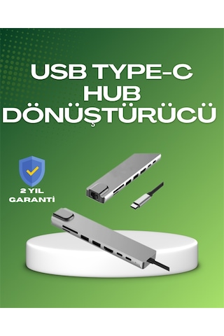 Seyahat Dostu 8 İn 1 Hub Şarj & Veri & Video & Ağ İçin Eksiksiz Çözüm