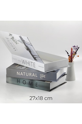 3 Lü Kitap Görünümlü Dekoratif Kutu Seti, İskandinav Tarz Modern Ev Dekorasyonu