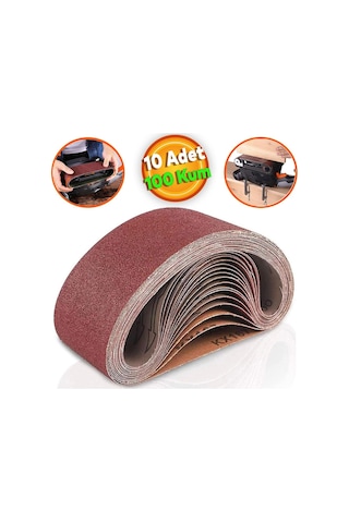 Tr 10 Adet Sonsuz Bant 100 Kum Tank Palet Zımpara Kağıdı 75 X 533 Mm