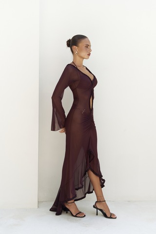 Mai Collection Mai Studios Co. Alyona Dantel Detay Bordo Elbise Bordo