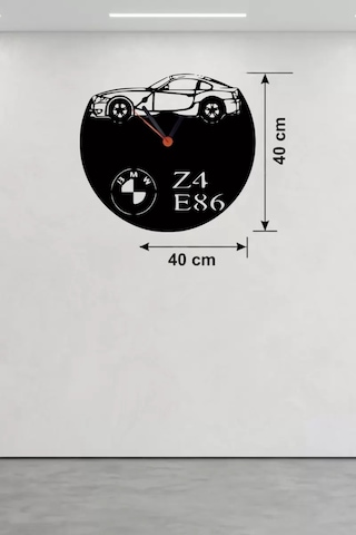 Mey Najmaddin Bmw Z4 E86 Tasarım Ahşap Duvar Saati - 40x40 Cm Lazer Kesim Dekoratif Najmaddin Çok Renkli