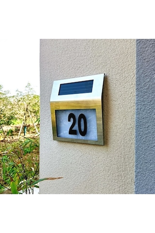 Fastbuy Güneş Işıkları Dış Mekan Ev Numarası Işıklı Led Kapı Numarası Ev Bahçe Avlu Sokak İçin Gümüş Gümüş