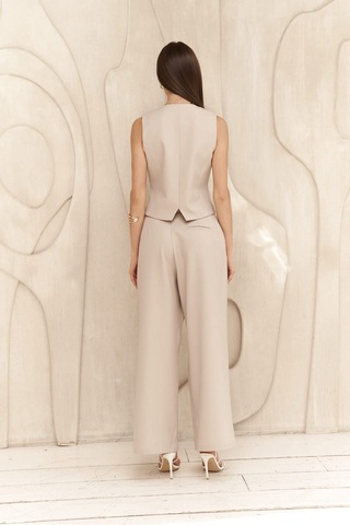 Mai Collection Mai Studios Co. Diaz Düğme Detaylı Koyu Bej Pantolon Koyu Bej